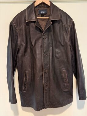 Authentic Original Cherokee Vintage Brown Leather Coat, size medium